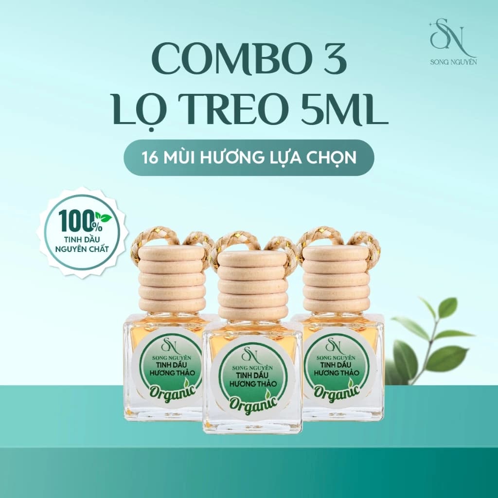 Combo 3 Tinh Dầu Lọ Treo Thơm Phòng, Xe Hơi
